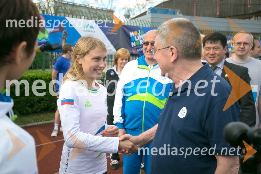  Maruša Mišmaš, atletinja;  Thomas Bach, predsednik, Mednarodni olimpijski komitePredsednik MOK-a Thomas Bach na obisku v Sloveniji