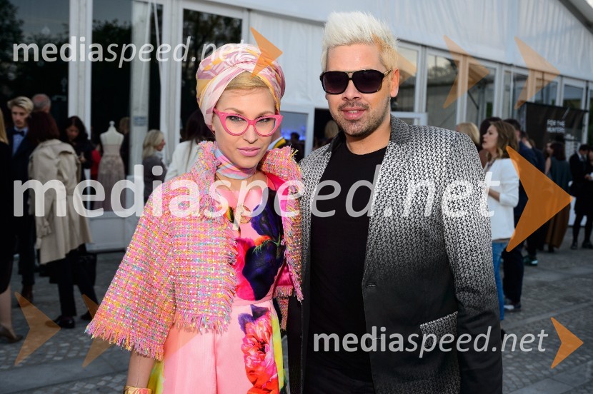  Eva Ana Kazič, modna blogerka;  Nejc Simšič, novinarLjubljana fashion week 2016, 4. dan, obiskovalci