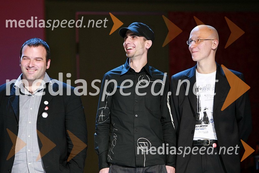 Goran Završnik, Damjan Rostan in Gregor Moder, člani Kolektiva Narobov, dobitniki Ježkove nagrade 2007Podelitev Ježkovih nagrad 2007 in dan RTV Slovenije