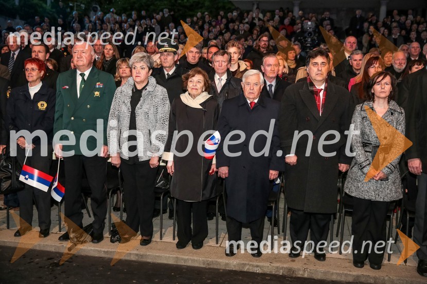 ... ;  Ladislav Lipič, častni občan MO Murska Sobota, predsednik Zveze veteranov vojne za Slovenijo;  ... ;  Štefka Kučan;  Milan Kučan, nekdanji predsednik Republike Slovenije;  Mitja Bervar, predsednik Državnega sveta Republike Slovenije;  ... Državna proslava ob dnevu boja proti okupatorju