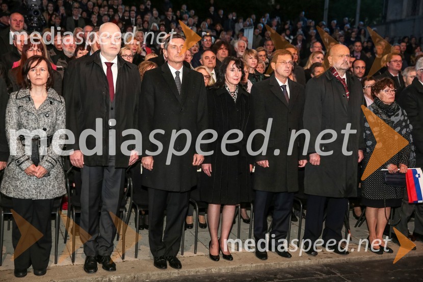  ... ; dr. Milan Brglez, predsednik Državnega zbora Republike Slovenije;  Borut Pahor, predsednik Republike Slovenije;  Tanja Pečar, odvetnica; prof. dr. Miro Cerar, predsednik vlade Republike Slovenije;  Branko Masleša, predsednik Vrhovnega sodišča Republike Slovenije;  ... Državna proslava ob dnevu boja proti okupatorju