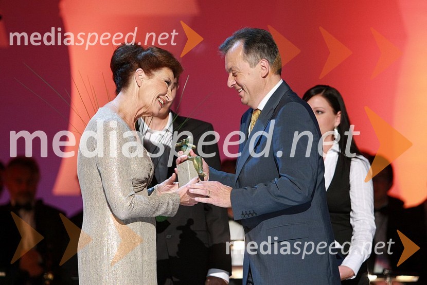 Elza Budau, dobitnica nagrade za neprecenljiv opus na področju radijskega in glasbenega ustvarjanja in Anton Guzej, generalni direktor RTV SlovenijaPodelitev Ježkovih nagrad 2007 in dan RTV Slovenije