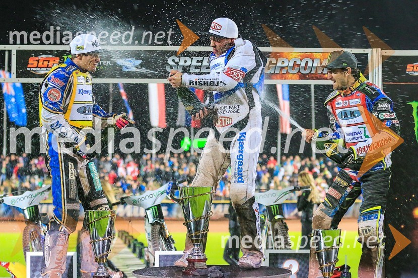  Jason Doyle, speedwayist (Avstralija);  Peter Kildemand, speedwayist (Danska);  Chris Holder, speedwayist (Avstralija)Žagar v Krškem s štirimi točkami