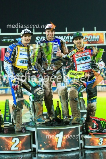  Jason Doyle, speedwayist (Avstralija);  Peter Kildemand, speedwayist (Danska);  Chris Holder, speedwayist (Avstralija)Žagar v Krškem s štirimi točkami