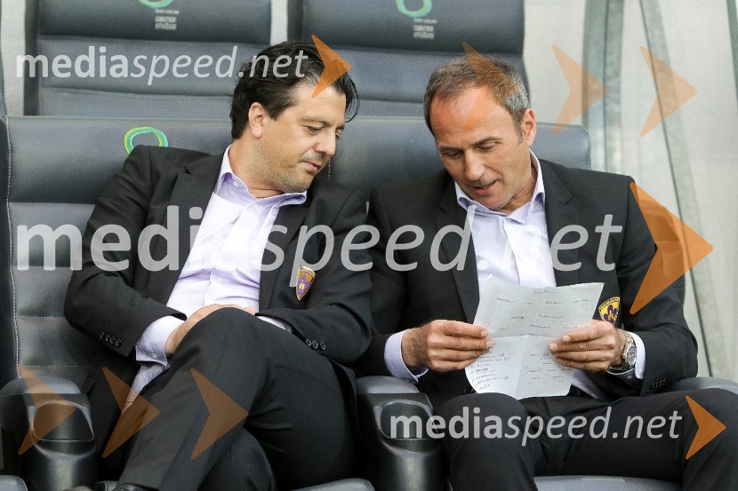  Zlatko Zahovič, športni direktor NK Maribor;  Darko  Milanič, trener NK MariborNogometna tekma Maribor - Olimpija 2:1