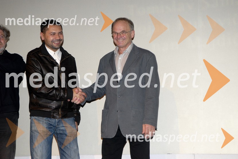 Vinko Grubišić, koproducent filma in Franci Zajc, producent filmaPremiera filma Petelinji zajtrk v Zagrebu