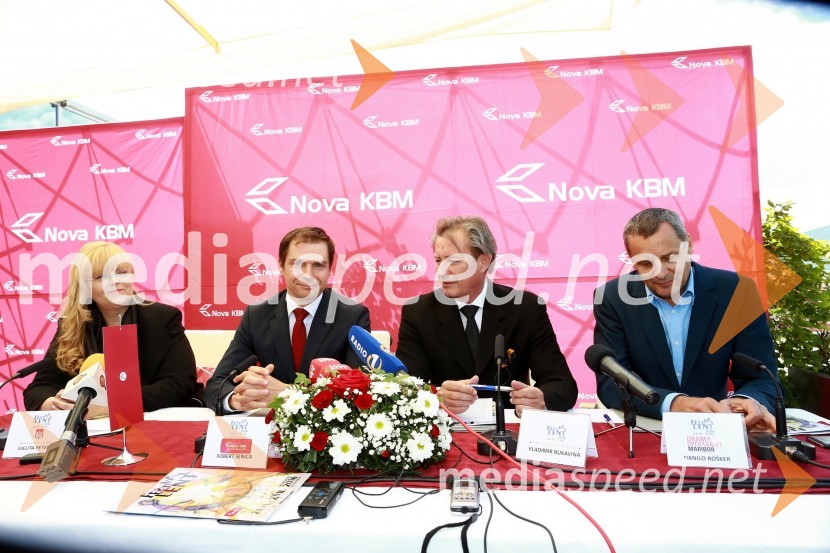  Melita  Petelin, podžupanja MOM, Lista župana Andreja Fištravca;  Robert Senica, predsednik uprave, Nova KBM;  Vladimir  Rukavina Gogo, direktor Narodnega doma Maribor ter direktor Festivala Lent ;  Danilo Rošker, direktor SNG MariborFestival Lent 2016, podpis sponzorske pogodbe z Novo KBM