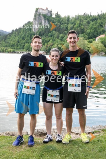  David Zajec;  Kaja Verdnik;  Miha Verdnik, vodja panoge za alpsko smučanje na SZSPoslovni tek trojk 2016