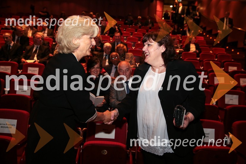 dr. Anna Prinz, veleposlanica Nemčije;  Uršula Cetinski, generalna direktorica, Cankarjev dom25. obletnica slovenske diplomacije