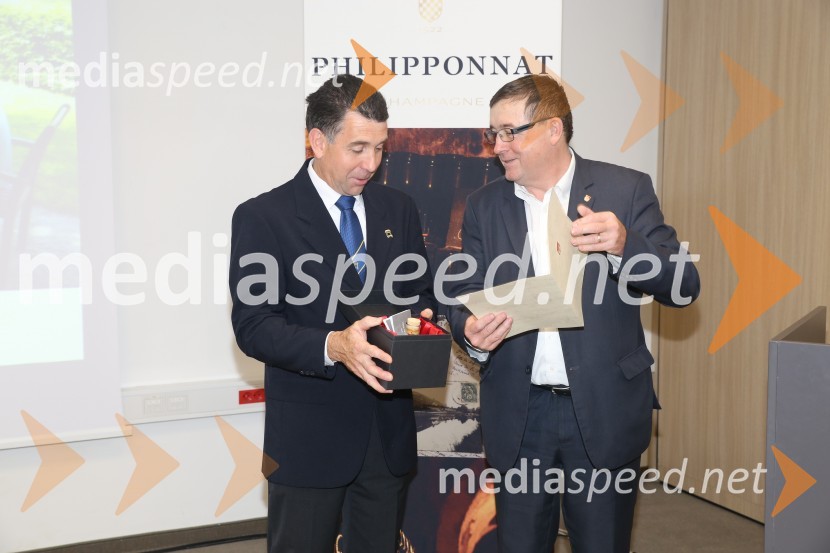  Franck Languille, predsednik pokala Coupe Georges Baptiste; dr. Andrej Fištravec, župan, Mestna občina MariborCoupe Georges Baptiste, podelitev nagrad