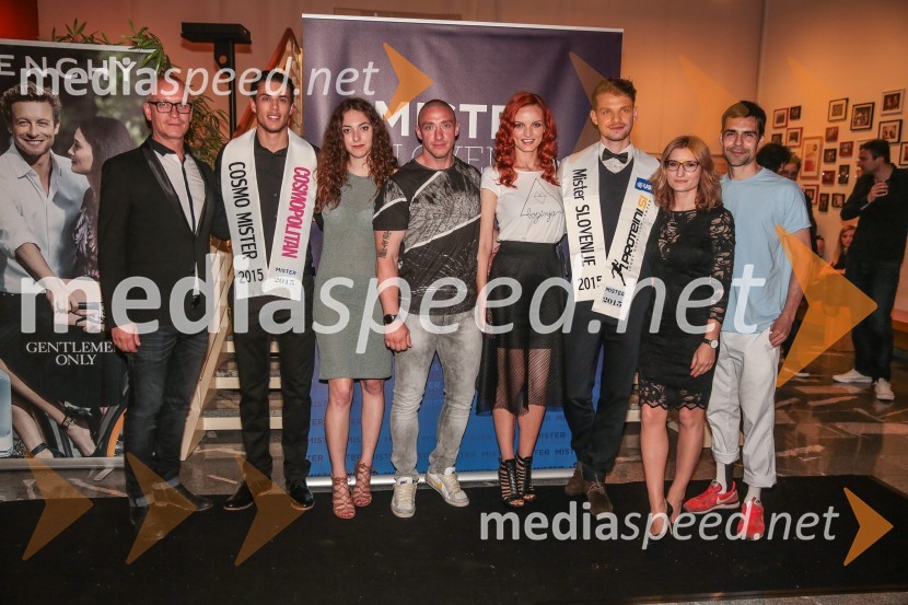  Uroš Smolej, igralec;  Matjaž Mavri Boncelj, Mister Cosmo 2015;  ... ;  ... ;  ... ;  Matjaž Lesjak, Mister Slovenije 2015;  ... ;  ... Mister Slovenije 2016 je Tilen Grah