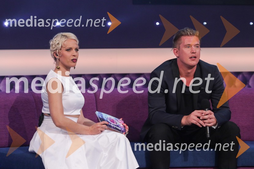  Manja Stević Plesnar, voditeljica, Big Brother;  Erik König, udeleženec šova Big BrotherZmagovalka šova Big Brother 2016 je Mirela Lapanović