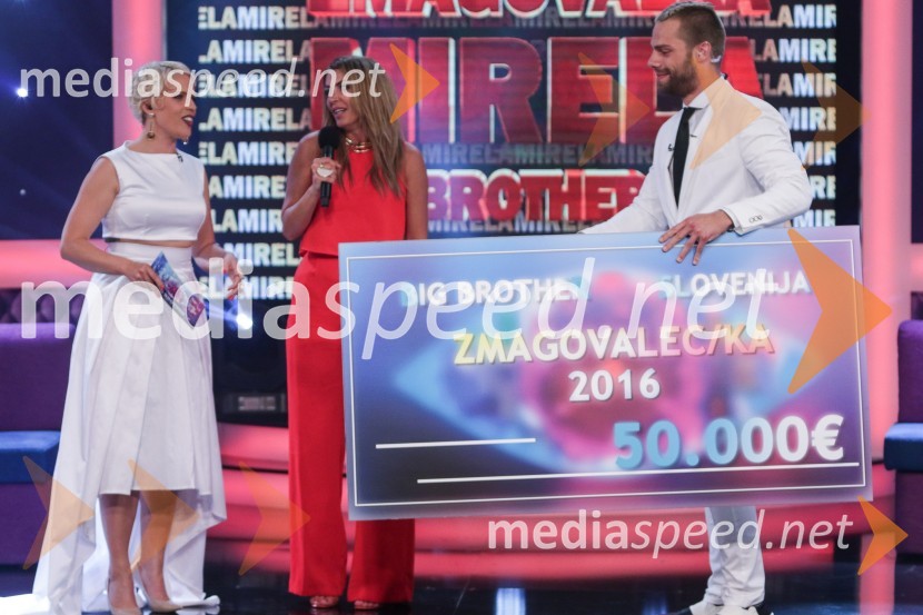  Manja Stević Plesnar, voditeljica, Big Brother;  Mirela Lapanović, udeleleženka šova Big Brother;  Emi Nikočević, nekdanji tekmovalec v resničnostnem šovu BarZmagovalka šova Big Brother 2016 je Mirela Lapanović