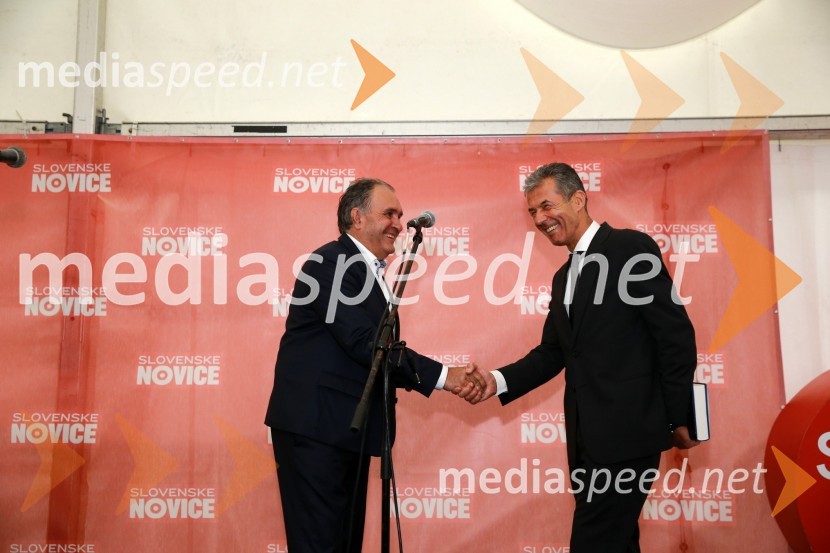  Bojan Budja, odgovorni urednik dnevnika Slovenske novice ;  Stojan Petrič, predsednik sosveta Kolektor Group d.o.o.25 let Slovenskih novic in predstavitev revije Suzy