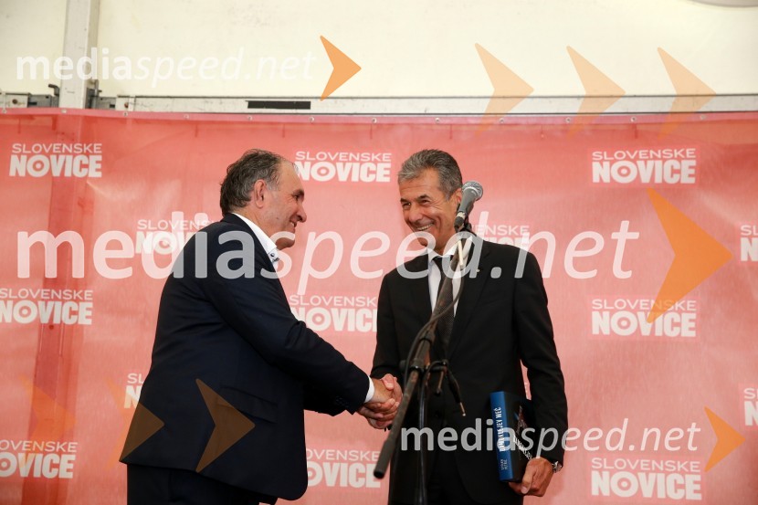  Bojan Budja, odgovorni urednik dnevnika Slovenske novice ;  Stojan Petrič, predsednik sosveta Kolektor Group d.o.o.25 let Slovenskih novic in predstavitev revije Suzy