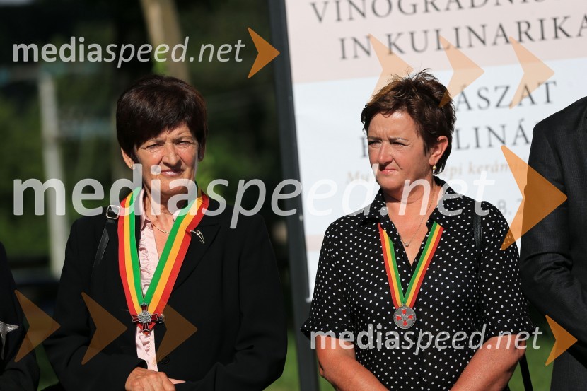  Cvetka Sakelšek, redovna enologinja, Legatura za Pomurje, Evropski red vitezov vina, Konzulat za Slovenijo ;  Marika Feher, članica, Legatura za Pomurje, Evropski red vitezov vina, Konzulat za Slovenijo Na stolpu Vinarium Lendava odprli razstavo pomurske lončene posode