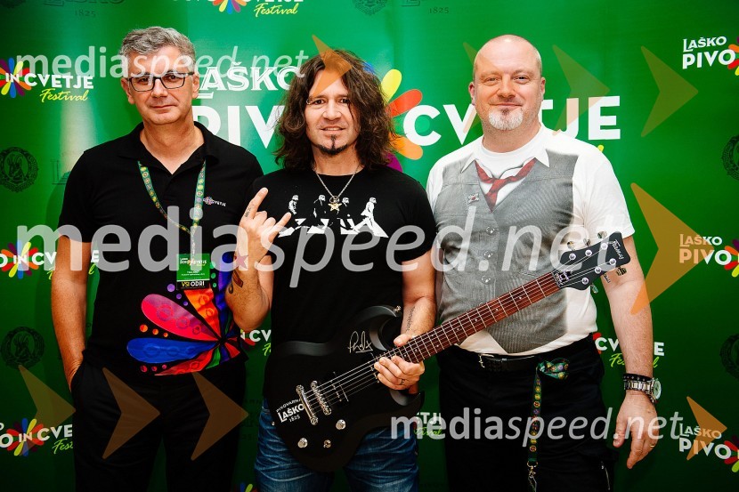  Matej Oset, član uprave Pivovarna Laško Union d.o.o. in predsednik Organizacijskega odbora festivala Pivo in cvetje;  Philip Xenidis - Phil X, The Drills;  Urban Centa, programski direktor festivala Pivo in cvetjeLaško Pivo in cvetje 2016, sobota