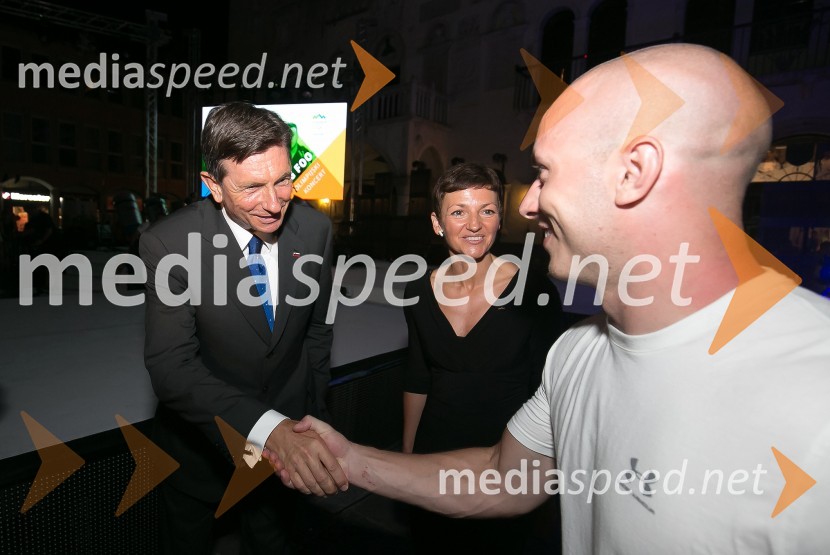  Borut Pahor, predsednik Republike Slovenije; prof. dr. Maja Makovec Brenčič, ministrica za izobraževanje, znanost in šport;  Blaž Slanič, F&B AcrobaticsPredstavitev olimpijske reprezentance Slovenije - Rio 2016