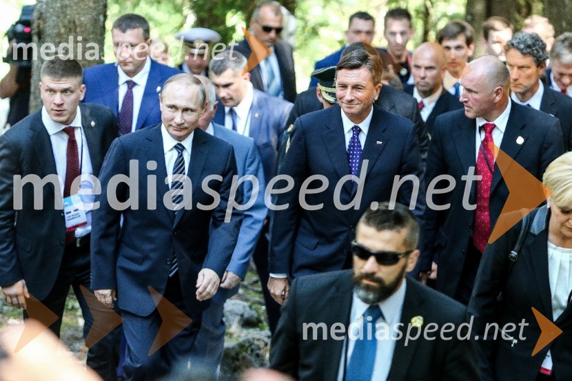  Vladimir Putin, predsednik Ruske federacije;  Borut Pahor, predsednik Republike SlovenijeSlovesnost ob 100. obletnici Ruske kapelice