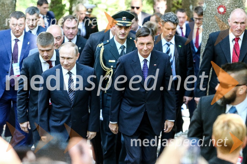  Vladimir Putin, predsednik Ruske federacije;  Borut Pahor, predsednik Republike SlovenijeSlovesnost ob 100. obletnici Ruske kapelice
