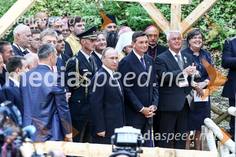  Vladimir Putin, predsednik Ruske federacije;  Borut Pahor, predsednik Republike SlovenijeSlovesnost ob 100. obletnici Ruske kapelice