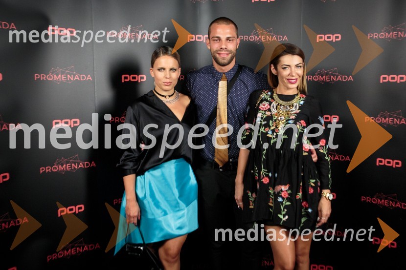  Manja Stević Plesnar, voditeljica, Big Brother;  Emi Nikočević, nekdanji tekmovalec v resničnostnem šovu Bar;  Mirela Lapanović, zmagovalka šova Big Brother 2016POP Promenada 2016
