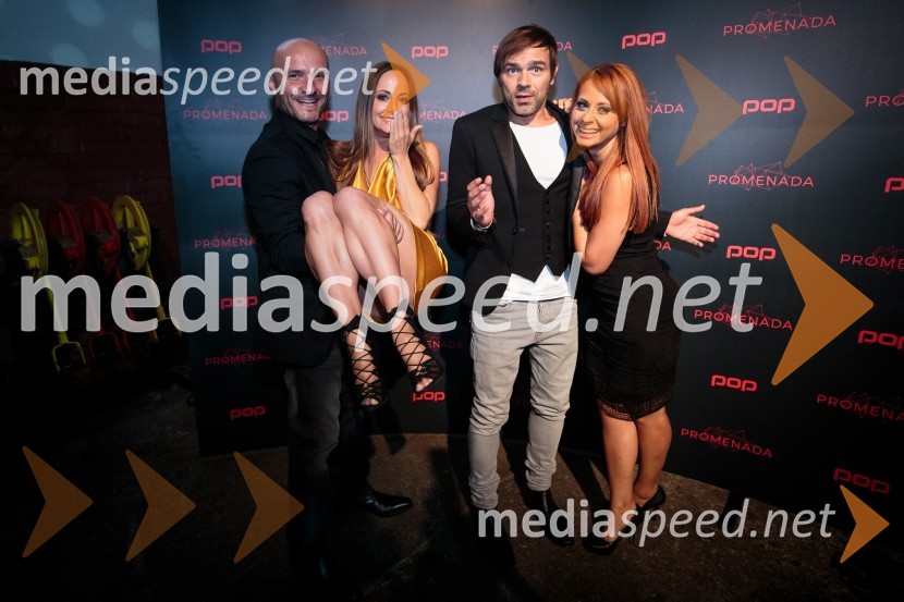  Branko Čakarmiš,  programski direktor, Pro Plus;  Ana Klašnja, balerina;  Lado Bizovičar, igralec;  Marjetka Vovk, pevka, duo MaraayaPOP Promenada 2016