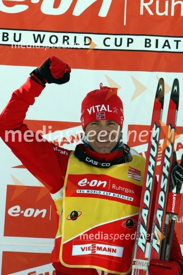 Ole Einar Björndalen (Norveška), zmagovalec 10km sprintae.on Ruhrgas IBU svetovni pokal v biatlonu / sprint moški