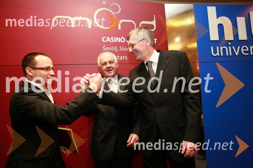 Gregor Jeza, predsednik uprave Hit Šentilj d.d., Edvard Čagran, župan občine Šentilj in mag. Niko Trošt, predsednik uprave Hit d.d.Otvoritev igralniško zabaviščnega centra Mond v Šentilju