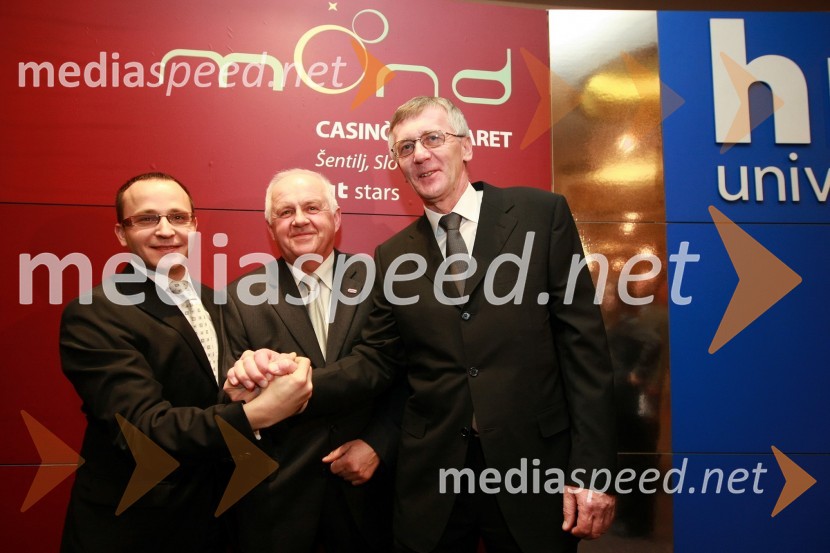 Gregor Jeza, predsednik uprave Hit Šentilj d.d., Edvard Čagran, župan občine Šentilj in mag. Niko Trošt, predsednik uprave Hit d.d.Otvoritev igralniško zabaviščnega centra Mond v Šentilju