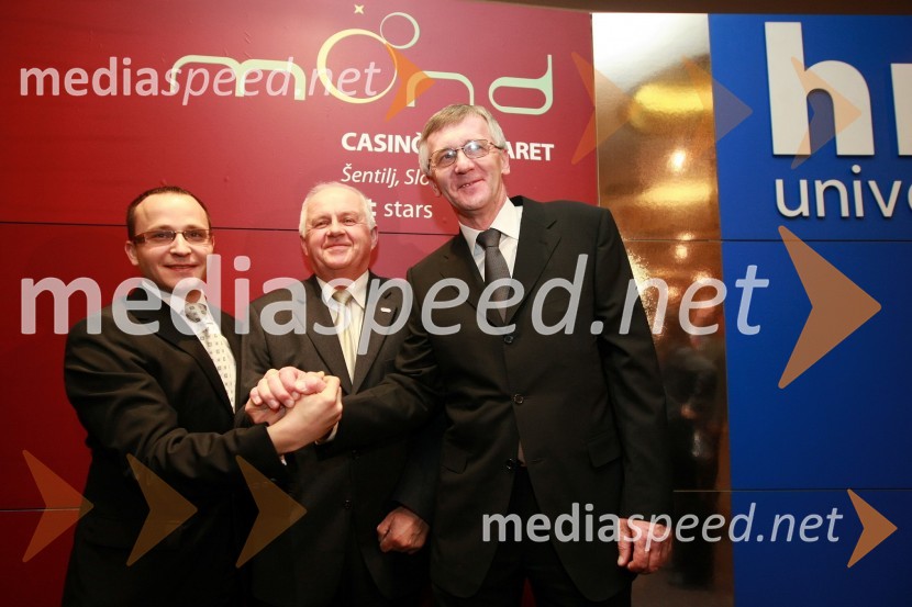 Gregor Jeza, predsednik uprave Hit Šentilj d.d., Edvard Čagran, župan občine Šentilj in mag. Niko Trošt, predsednik uprave Hit d.d.Otvoritev igralniško zabaviščnega centra Mond v Šentilju