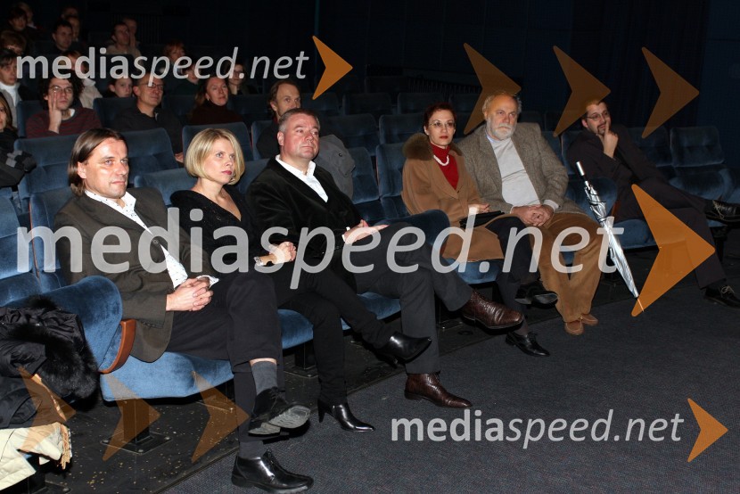 Bojan Labović, vodja referata za kulturo MOM, Staš Ravter, direktor Slovenske kinoteke z ženo Natalijo, Stane Malčič, predsednik sveta Slovenske kinoteke z ženo in Boštjan Miha Jambrek, vodja programskega oddelka Slovenske kinotekeOtvoritev gostovanja Slovenske kinoteke v Mariboru