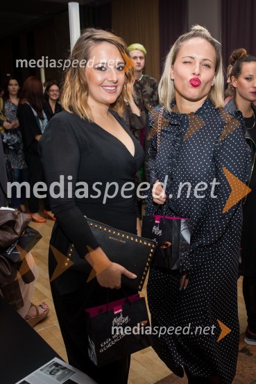  Katja Klavora, predstavnica odnosov z javnostmi PRO PLUS;  Manja Stević Plesnar, voditeljica, Big BrotherLjubljana Fashion Week  (LJFW), 1. dan