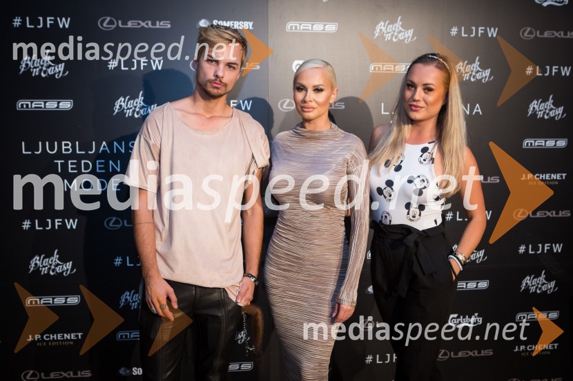  David Hojnik, modni oblikovalec DH fashion;  Doroteja Premužič, vizažistka, Diamondee Make Up;  Katarina BenčekLjubljana Fashion Week  (LJFW), 1. dan