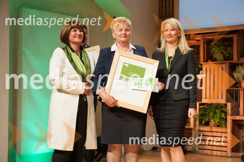  Eva Štravs Podlogar, državna sekretarka, ministrstvo za gospodarski razvoj in tehnologijo;  Mojca Čemas Stjepanovič, županja občine Črnomelj; mag. Maja Pak Olaj, direktorica, Slovenska turistična organizacijaRazglasitev najbolj trajnostno naravnanih destinacij Slovenije in sveta