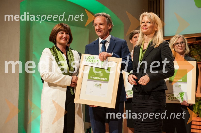  Eva Štravs Podlogar, državna sekretarka, ministrstvo za gospodarski razvoj in tehnologijo;  Andrej Čas, župan, MO Slovenj Gradec; mag. Maja Pak Olaj, direktorica, Slovenska turistična organizacija;  ... Razglasitev najbolj trajnostno naravnanih destinacij Slovenije in sveta