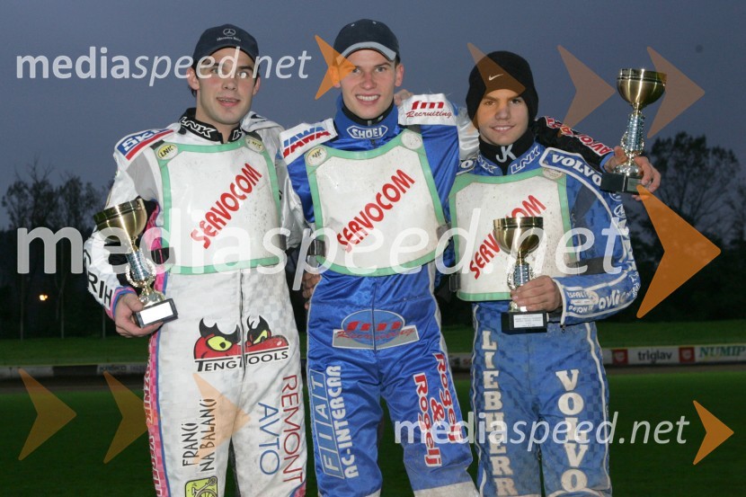 Jernej Kolenko, Matej Žagar, oba AMTK Ljubljana in Jurica Pavlic, SK Unia Goričan HrvaškaSPEEDWAY, 7. dirka za DP