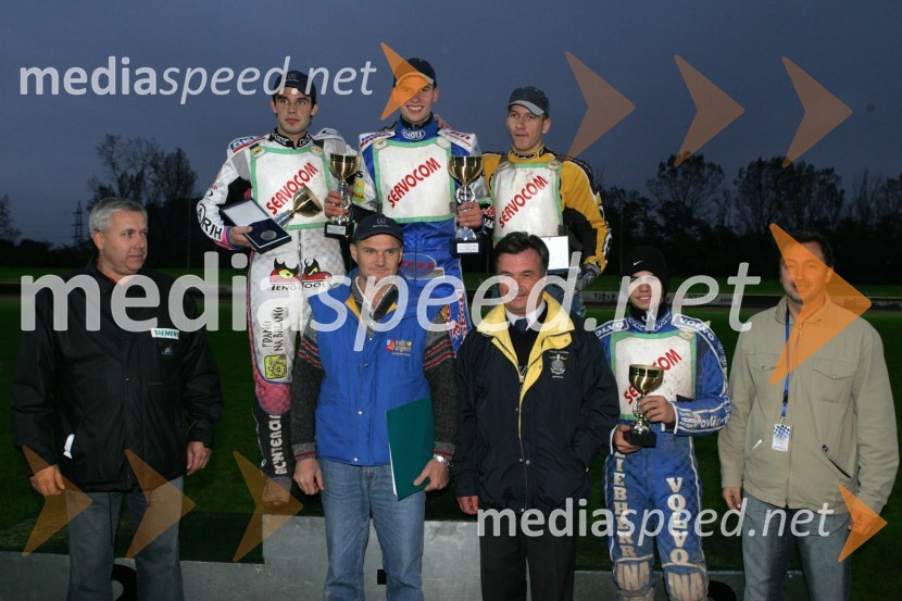 Na zmagovalnem odru: Jernej Kolenko, Matej Žagar in Aleš Kraljič, vsi AMTK LjubljanaSPEEDWAY, 7. dirka za DP