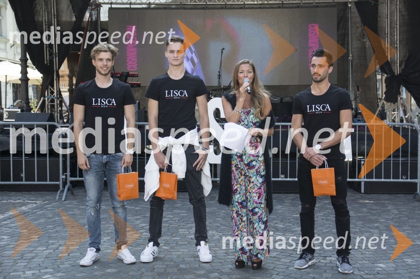  Tilen Grah, Mister Slovenije 2016;  Erik Potrebuješ, mister Cosmo;  Azra Selimanović, televizijska voditeljica;  Gašper Tratnik, maneken10. Cosmopolitanov tek v petkah in 15. rojstni dan