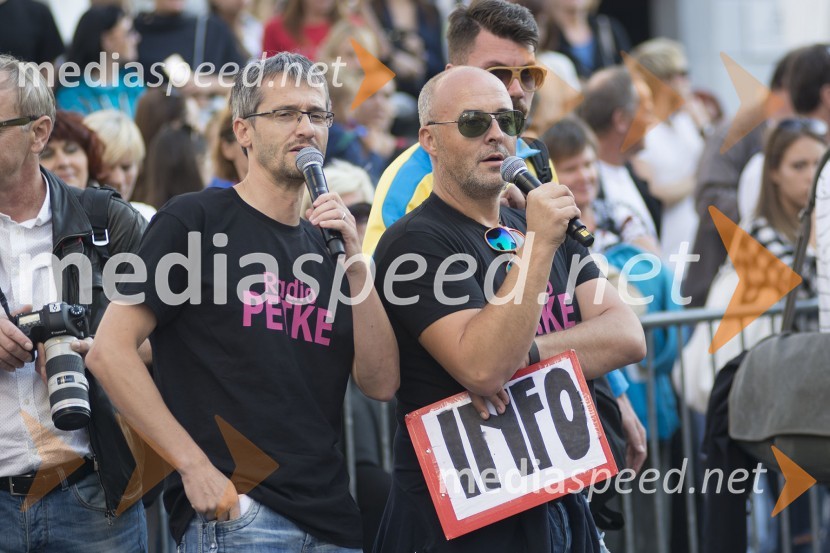  Jean Frbežar, radijski voditelj;  Tomaž Čop-Birko, glasbeni urednik, Radio 110. Cosmopolitanov tek v petkah in 15. rojstni dan