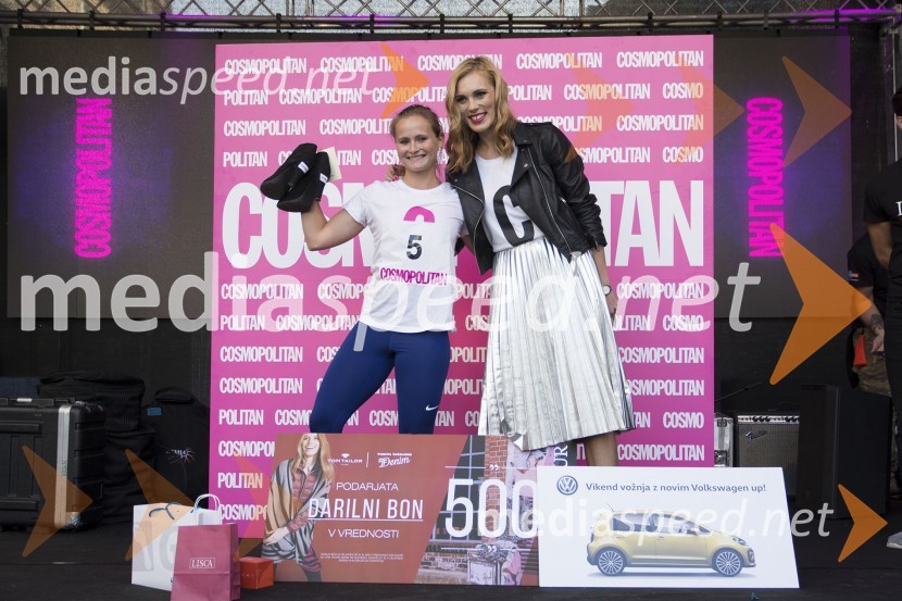  Maruša Stremecki Pukl, zmagovalka Cosmopolitanovega teka v petkah;  Manca Čampa, urednica, Cosmopolitan10. Cosmopolitanov tek v petkah in 15. rojstni dan