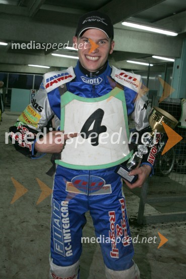 Matej Žagar, AMTK Ljubljana, ki je s številko 4 osvojil četrti zaporedni naslov državnega prvaka Slovenije med posameznikiSPEEDWAY, 7. dirka za DP