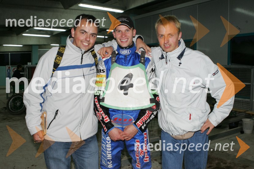 Tomaž Požrl, urednik Speedway.si, Matej Žagar, AMTK Ljubljana in Mitja Požrl, Speedway.siSPEEDWAY, 7. dirka za DP