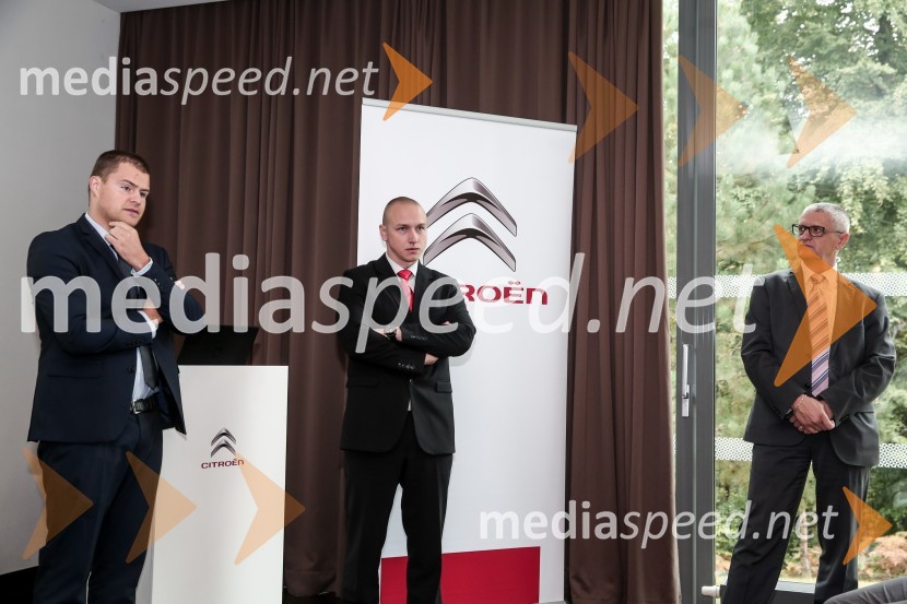  Rok Marolt, vodja produkta in izobraževanj, C Automobil Import d.o.o. ;  Filip Koren, direktor znamke Citroen in DS Slovenija;  Sadko Mezgec, vodja službe za odnose z javnostmi podjetij Citroen SlovenijaCitroën C3, slovenska predstavitev