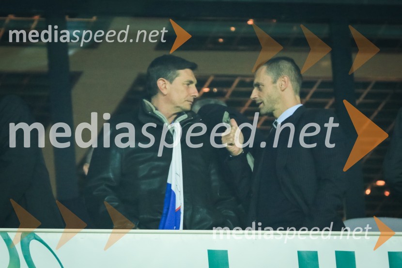  Borut Pahor, predsednik Republike Slovenije;  Aleksander Čeferin, predsednik Nogometne zveze Slovenije (NZS) Nogometna tekma  Slovenija – Slovaška