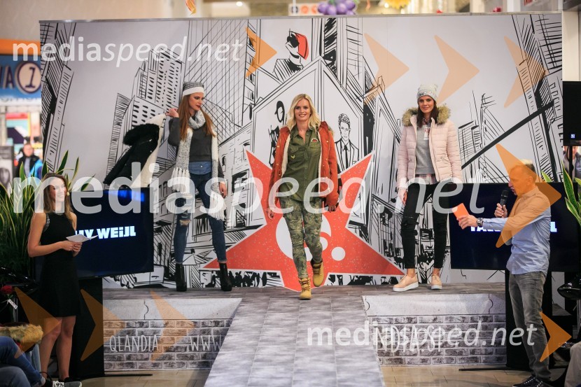  Tara Zupančič, voditeljica;  Karin Škufca, manekenka;  Nadiya Bychkova, plesalka, manekenka;  Sabina Remar, manekenka;   Igor  Jelen-Iggy, koreograf, lastnik plesnega centra IgenModna revija, Qlandia Kranj