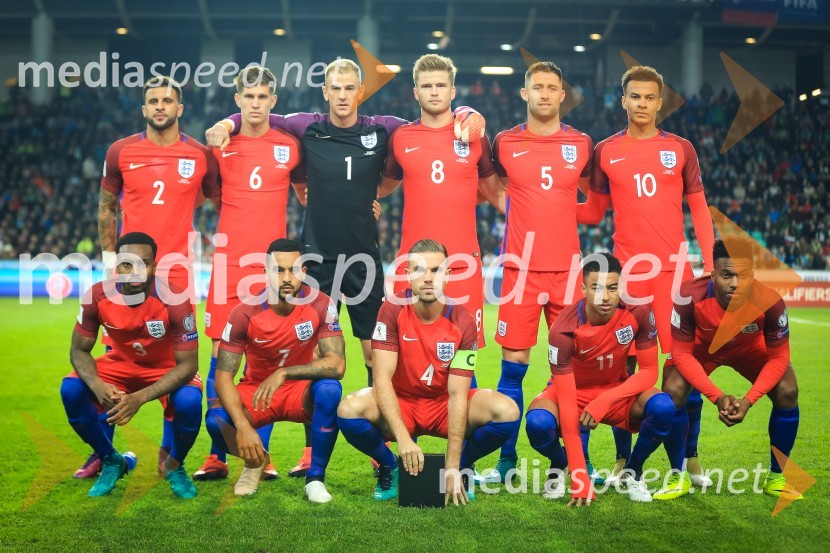  Danny Rose, nogometaš;  Kyle Walker, nogometaš;  John Stones, nogometaš;  Theo Walcott, nogometaš;  Joe Hart, vratar;  Jordan Henderson, nogometaš;  Eric Dier, nogometaš;  Gary Cahill, nogometaš, Chelsea;  Jesse Lingard, nogometaš;  Dele  Alli, nogometaš ;  Daniel Sturridge, nogometašNogometna tekma Slovenija – Anglija