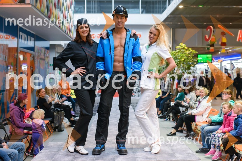  Sabina Remar, manekenka;  Taiji Tokuhisa, maneken in voditelj;  Nadiya Bychkova, plesalka, manekenkaModna revija, Qlandia Maribor