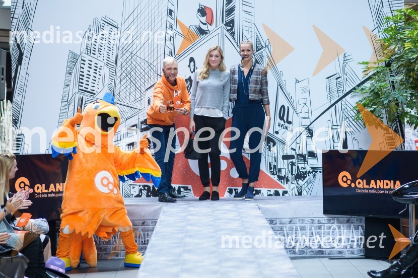  papiga QLara, maskota Qlandie;   Igor  Jelen-Iggy, koreograf, lastnik plesnega centra Igen;  ... ;  Tjaša  Kokalj Jerala, manekenka, voditeljicaModna revija, Qlandia Maribor