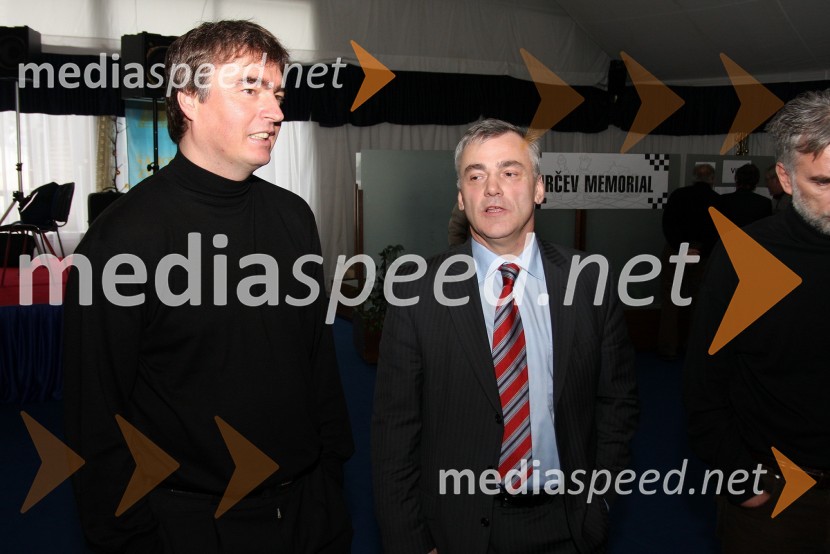 Dr. Milan Zver, minister za šolstvo in šport in Mirko Bandelj, politikŠahovski turnir: 14. memorial Vasje Pirca